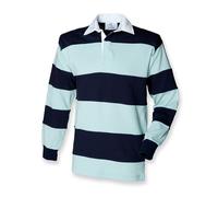 Mens Sewn Stripe Striped Cotton BURGUNDY BLUE or WHITE Casual Rugby Shirt S-XXL