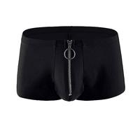Men's Sexy Boxer Shorts with zipper pouch U Bulge Pouch Hipster Low Waist Stretch Underwear Personalised Ultra-thin Breathable Trunks Anti Chafing Underpants Black