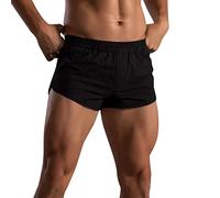 Mens Sexy Boxers Shorts Split Side Running Shorts Lightweight Woven Active Shorts Gym Quick Dry Running Summer Trunks Mens Underwear Bamboo Underwear Men Black