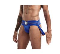 Mens Sexy Briefs Jockstrap Gym Cotton Athletic Supporter Sports Jockstraps Briefs Sport Fitness Jock Strap Soft Underpants 7 Colors (M, Blue)