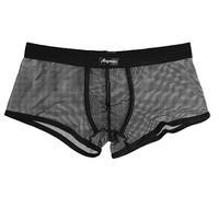 Mens Sexy Briefs See Through Sheer Boxer Mesh Underwear Shorts Trunks Mens Fishnet Boxers Breathable Hollow Out Underpants Lounge Pajama Trunks Soft Transparent Boxer Shorts Antibacterial Panties
