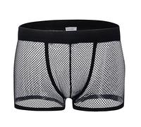 Men's Sexy Fishnet Boxer Shorts Hollow-out Briefs Transparent Underwear Low Rise, See Through Pouch Underpants Stretch, Mens Brethable Soft Mesh Waistband Trunks (UK, Alpha, M, Regular, Regular)