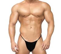 Men's Sexy G-String Hollow Out G-Strings Pouch Male Underpants Sexy Mini Thong Underwear Hot Funny Thong String Briefs Sexy Men's Underwear Summer Swimsuit Black