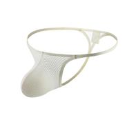 Mens Sexy G String Ice Silk Low Rise Thong Bikini Mesh Thongs And G Strings Fishnet Hollow Out Briefs Breathable Underpants With Bulge Pouch Semi-Transparent T Back Underwear Comfort Mesh Trunks