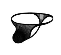 Mens Sexy G String Ice Silk Low Rise Thong Bikini Mesh Thongs And G Strings Fishnet Hollow Out Briefs Breathable Underpants With Bulge Pouch Semi-Transparent T Back Underwear Comfort Mesh Trunks