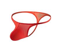 Mens Sexy G String Ice Silk Low Rise Thong Bikini Mesh Thongs And G Strings Fishnet Hollow Out Briefs Breathable Underpants With Bulge Pouch Semi-Transparent T Back Underwear Comfort Mesh Trunks