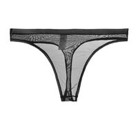 Men's Sexy G-Strings Thongs Low Rise Cut Out Breathable Bikini Under Wear Gay Sexy Male Underwear Underpants for Athletic (Black, 3XL)