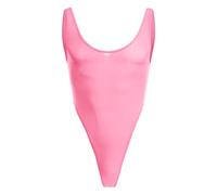 Men's Sexy High Cut Thong Bodysuit One Piece Semi See Through Tank Top Jumpsuit Deep U Neck Sheer Mesh Wrestling Singlet Leotard Sissy Bikini Lingerie Underwear Undershirt Nightwear Pink One Size