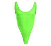 Men's Sexy High Cut Thong Bodysuit One Piece Semi See Through Tank Top Jumpsuit Deep U Neck Sheer Mesh Wrestling Singlet Leotard Sissy Bikini Lingerie Underwear Undershirt Nightwear Green One Size