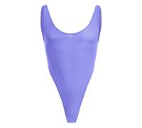 Men's Sexy High Cut Thong Bodysuit One Piece Semi See Through Tank Top Jumpsuit Deep U Neck Sheer Mesh Wrestling Singlet Leotard Sissy Bikini Lingerie Underwear Undershirt Nightwear Purple One Size