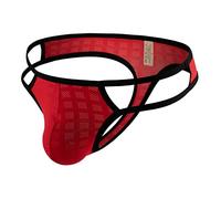Men's Sexy Lingerie Hollow Out G-Strings T-back Cotton Thongs Comfortable Breathable Underpants G-Strings Summer Bikini Underwear Summer Swimsuit Red