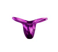 Men's Sexy Liquid Metallic Briefs Shiny Thongs Y-Fronts Bulge Pouch G-String Hollow-Out Sparkly Slips Erotic Tanga Stretchy Underwear Comfort Panties for Clubwear Rave Party Purple