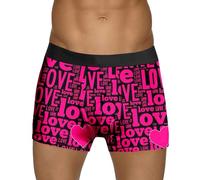 Mens Sexy Love Prints Boxer Shorts Personalised Funny Hipster Underwear Mid Waist Stretch Stretch Underpants Anti Chafing Designer Boxers Gifts for Men Husband Boyfriend Hot Pink