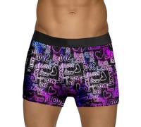 Mens Sexy Love Prints Boxer Shorts Personalised Funny Hipster Underwear Mid Waist Stretch Stretch Underpants Anti Chafing Designer Boxers Gifts for Men Husband Boyfriend Purple