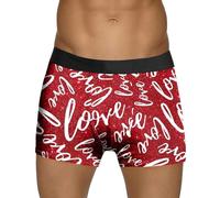 Mens Sexy Love Prints Boxer Shorts Personalised Funny Hipster Underwear Mid Waist Stretch Stretch Underpants Anti Chafing Designer Boxers Gifts for Men Husband Boyfriend Red