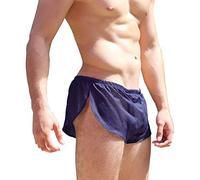 Mens Sexy Mesh Split Sides Lounge Shorts 1 Inch Inseam Low Rise Navy Blue M