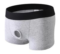 Men's Sexy Open Front Strapless Underwear Hollow Pouch Boxer Briefs Trunks Cut Out Bikini Trunks Shorts Undie (Grey,M)