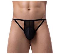 Mens Sexy Open Front Underwear Low Rise T-Back Pouch Underpants Men Sexy Underwear Jockstrap for Bedroom (Black, XXL)