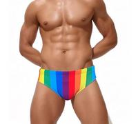 Men's Sexy Printed Neon Colour Swimming Trunks Swimming Trunks LGBT Pride Mini Briefs Colorful Rainbow Thong Men Sexy Erotic Neon Colour Calecon Flag LGBT Beach Shorts Sun, Multicolored, XL