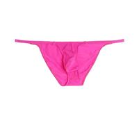 Men's Sexy String Thongs Low Waisted Ice Silk Underpants Enhancer Panties Soft Briefs Breathable Tagless Tanga Bikini Briefs Men Comfy Knickers T-Back Hot Pink XXL