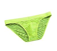 Men's Sexy Striped Mesh Briefs Erotic See-Through Ultra-thin Underwear Elastic Waistband Transparent Sheer Bikini U Convex Bulge Pouch Low Rise Slips for Everyday Wear