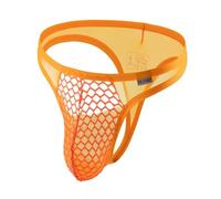 Men's Sexy Thongs Low Rise Mesh Breathable Bikini Under Wear Mens Underpants Briefs for Athletic (Orange, M)