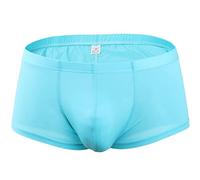 Men's Sexy Underwear Big Bulge Pouch Boxer Trunks Ice Silk Breathable Underwear Low Rise Enhancing Underpants (M,Sky Blue)