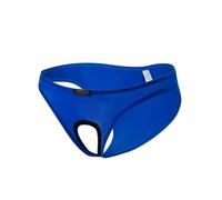 Men's Sexy Underwear Ice Silk Open Front Triangle Pant Lightweight Elasticity Briefs Breathable Gauze Hole Trunks (Blue,XL)