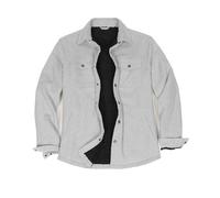 Mens Shacket Flannel Sherpa Fleece Lined Casual Warm Winter Solid Flannel Shirt Jacket Western Snap Button Up Ash M