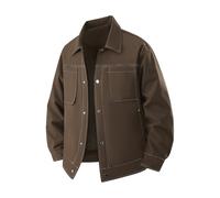 Mens Shacket Long Sleeve Button Up Shirt Jacket Regular Fit Overshirt with Pockets Solid Colour Lapel Collar Jackets Casual Work Shirts Spring Lounge Clothing for Men L-5XL