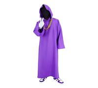 Mens Shadow Wizard Costume Money Gang Robe Cosplay Cloak with Chain Ring Halloween Gang Outfit, Purple, Large(Height:71-75in)
