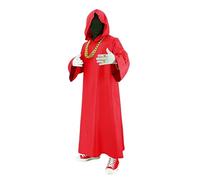 Mens Shadow Wizard Costume Money Gang Robe Cosplay Cloak with Chain Ring Halloween Gang Outfit, Red, Medium(Height:67-71in)