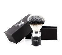 Men's Shaving Brush in Metal & Black Colour with Silver tip Synthetic Hair.