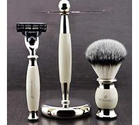 Men's Shaving Set Synthetic Hair Brush Triple Edge Cartridge Razor Gift for Him