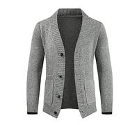 Men's Shawl Collar Cardigan Sweater Men's Lightweight Cardigan Sweater Button Down Cable Knitted Sweater Men's Comfortable Lapel Jacket