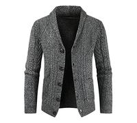 Men's Shawl Collar Cardigan Sweater Men's Stylish Cadigan Sweater Long Sleeve Button-Down V-Neck Collar Front Pockets Slim Fit Vintage Button Sweaters