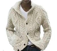 Mens Shawl Neck Cardigan Button Cable Knit Cardigans Chunky Knitted Jacket
