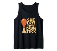 Mens She Likes My Drum Stick Funny Thanksgiving Humor Tank Top
