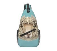 Men's Sheep Head Animal printed crossbody bag casual single shoulder backpack adjustable shoulder strap suitable for running and hiking