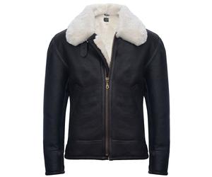 Mens Sheepskin Jacket B3 Flying Leather Classic RAF Aviator Pilot Brown Cream