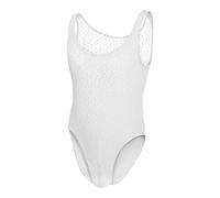 Men's Sheer Lace See Through Lingerie Bodysuit One Piece Sissy Mesh Sleeveless Letotard Buldge Pouch Underwear (White,XL)