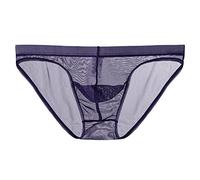 Men's Sheer Mesh Briefs, Sexy Low Rise Transparent Underwear, Lightweight Breathable Stretch Bikini Panties, Soft See-Through Thongs, Comfortable T-Back Lingerie, Erotic Men’s Underpants