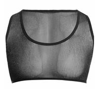 Men's Sheer Mesh Shiny Crop Top Sexy Glitter Sparkly Sleeveless Half Tank Tops Stretch Slim Fit Short Muscle Vest See Through Fishnet Undershirt for Night Club Party Music Festival Disco Rave Outfit