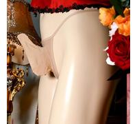 Men's Sheer Nylon Briefs with Open/Close Front Pouch, See-Through Low Rise Underpants for Sissy Crossdresser(JJ open Skin)