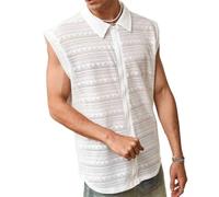 Men's Sheer Tee Shirt Top Through Mesh Long Sleeve Party Club (Size:XL,Color:White)