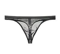 Mens Sheer Thong Thin Mesh Underwear, black, XL
