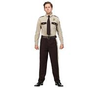 Men's Sheriff Costume, Adult Law Enforcement Uniform with Badge, Trooper Uniform for Cops & Robbers Dress-Up X-Small Brown