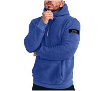 Mens Sherpa Fleece Hoodies UK Lightweight 1/2 Zip Fleece Pullover Winter Warm Sweatshirts Fuzzy Casual Pullover Long Sleeve Jumpers Teddy Fleece Jacket Casual Hoody with Pockets Plus Size Blue