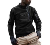 Mens Sherpa Fleece Jacket 1/4 Zip Pullover Mens Graphic tees Men Winter Jacket with Hood Men Winter Jackets Zip up Hoodies for Men Army Jumpers for Men Onesie for Men UK (Black, S)