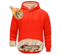 Mens Sherpa Fleece Jackets With Hood - Long Sleeve Windproof Warm Tops Thick Coats Sweatshirts Pullover Hoodie Casual Drawstring Hoody Top